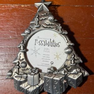 Holiday Christmas Tree Mini Photo Metal Silver Frame